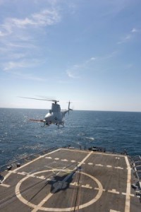 Firescout flies from USS Freedom (Littoral Combat Ship 1)