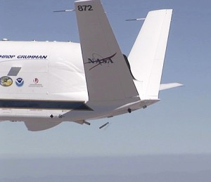 A NASA Global Hawk releasing a dropsonde. (Photo courtesy of NOAA/NASA)
