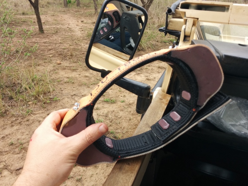 Duel frequency UHF/VHF rhino collar, it is attached to their legs.