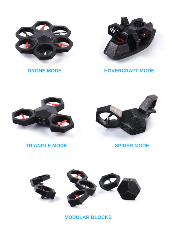 Makeblock ドローン Airblock Airblock, a Modular Drone that Transforms Into a Hovercraft