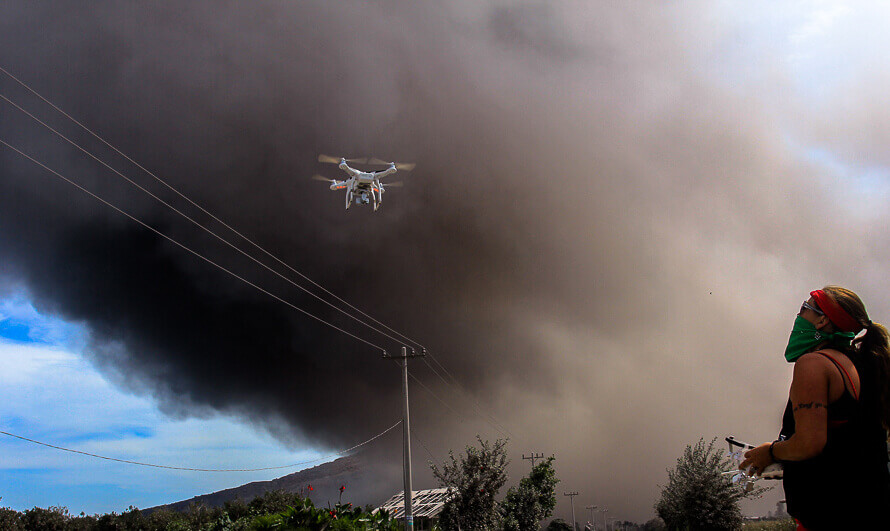 Rhianna Lakin flying phantom near volcano