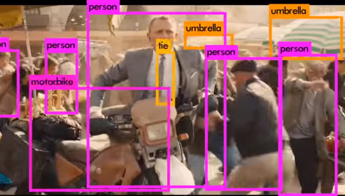 YOLO Image Recognition James Bond Tie and Motorbike