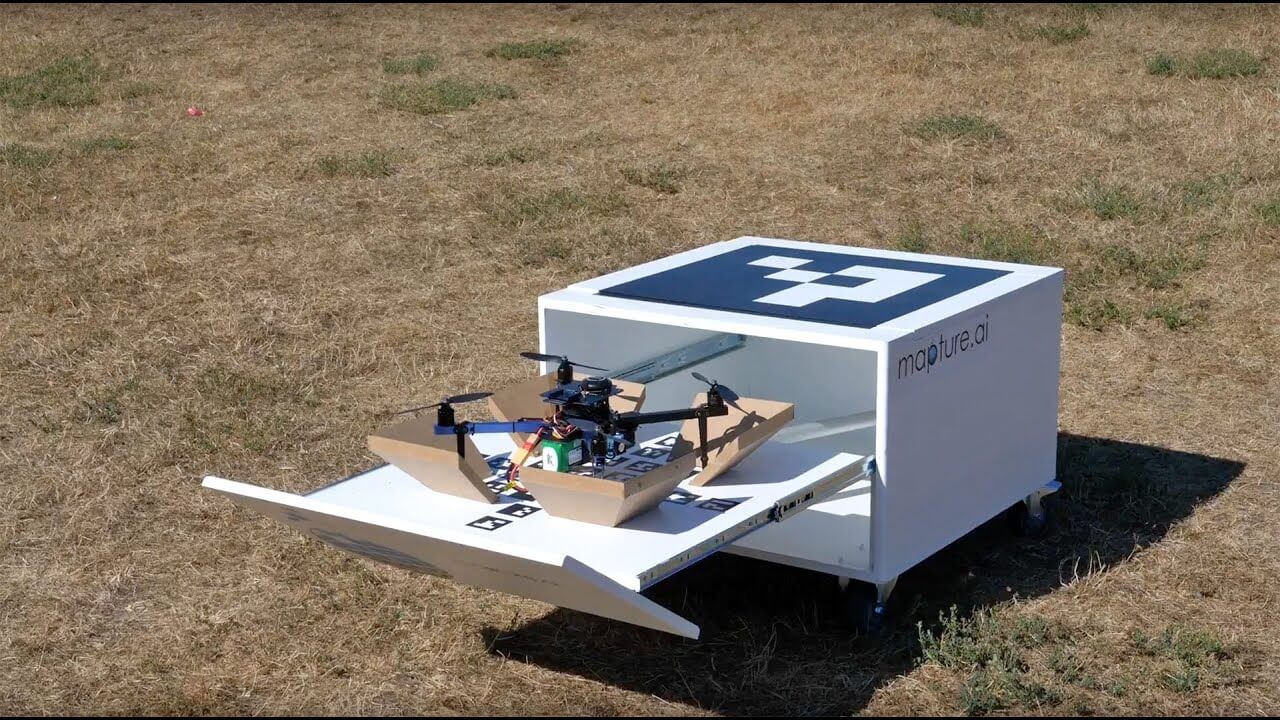 MaptureDrone in a box’ prototype automated takeoff and landing